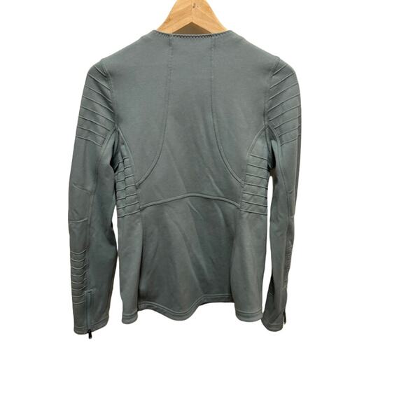 ATHLETA Cotton Blend Moto Jacket green Asymmetrical Zip Women's M - Picture 6 of 8
